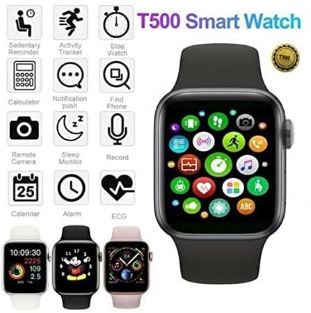 T500 Smart Watch (Black Strap, Medium)