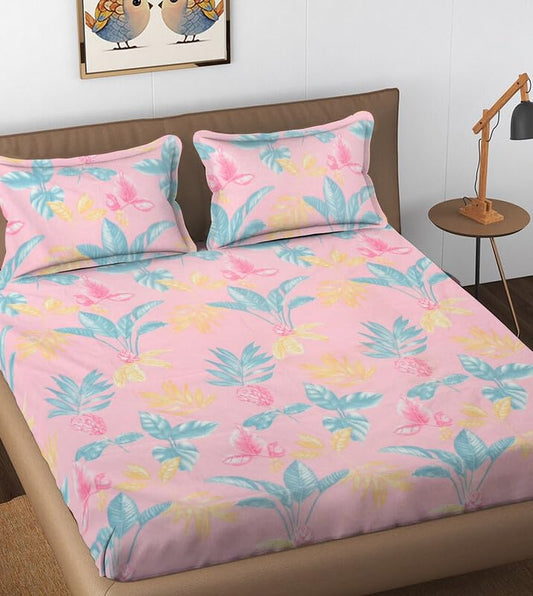 144 TC Polycotton Queen Floral Flat Bedsheet DS-78019