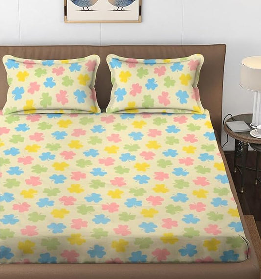 144 TC Polycotton Queen Floral Flat Bedsheet DS-68502