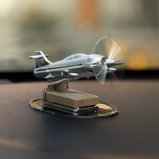 Solar-Powered Plane Car Air Freshener for Dashboard with Fragrance (Silver)