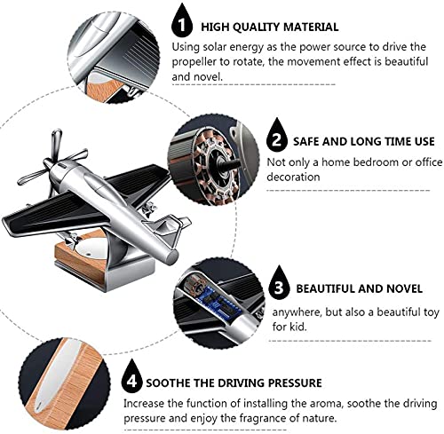 Solar-Powered Plane Car Air Freshener for Dashboard with Fragrance (Silver)