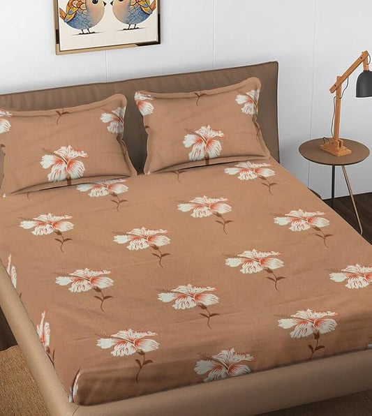 144 TC Polycotton Queen Floral Flat Bedsheet DS-78016