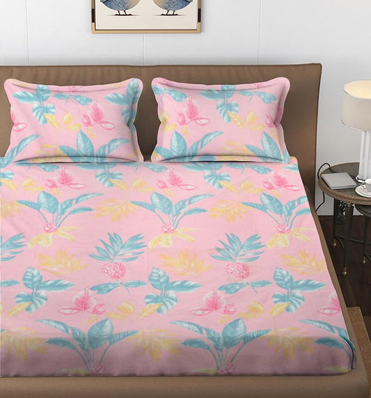 144 TC Polycotton Queen Floral Flat Bedsheet DS-78019