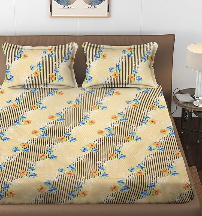 144 TC Polycotton Queen Floral Flat Bedsheet DS-78015