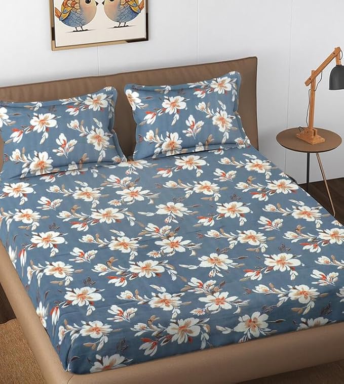 144 TC Polycotton Queen Floral Flat Bedsheet DS-78021