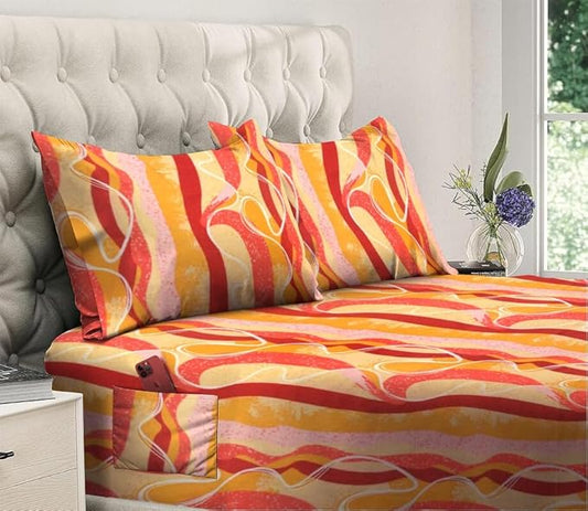 144 TC Polycotton Queen Abstract Flat Bedsheet (Pack of 1, Multicolor) DS-78008