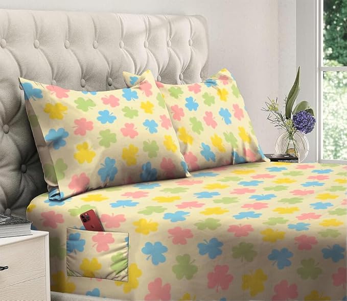 144 TC Polycotton Queen Floral Flat Bedsheet DS-68502