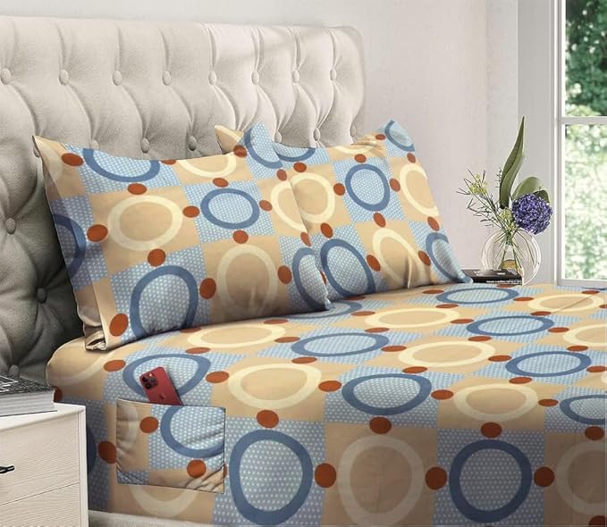 144 TC Polycotton Queen Abstract Flat Bedsheet DS-78020