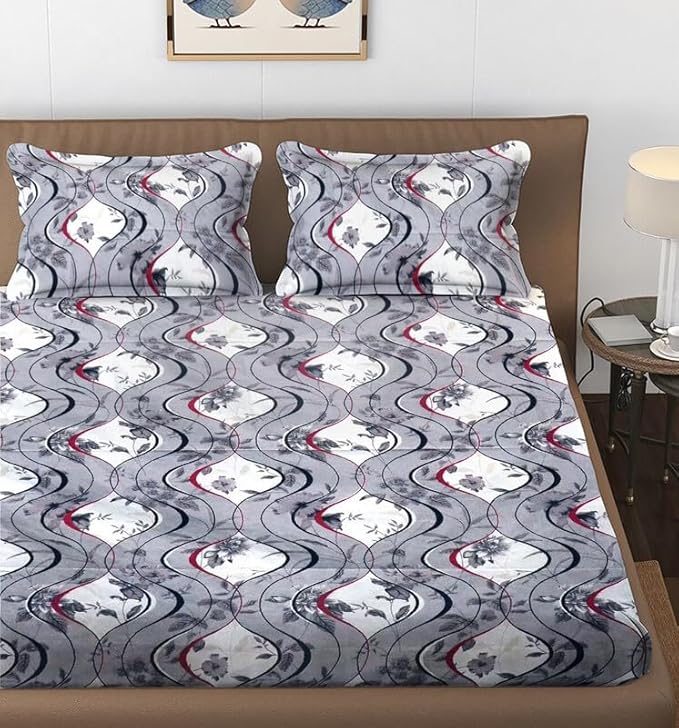 144 TC Polycotton Queen Abstract Flat Bedsheet DS-78002