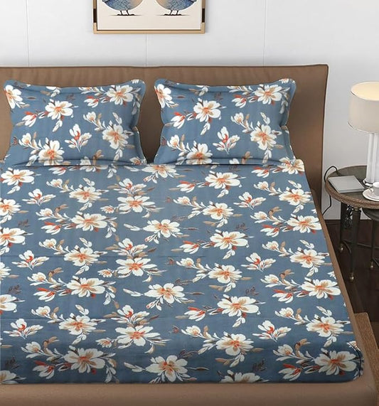 144 TC Polycotton Queen Floral Flat Bedsheet DS-78021