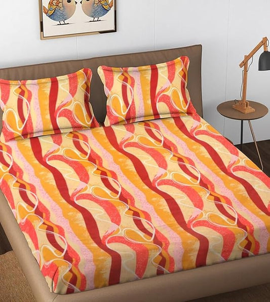 144 TC Polycotton Queen Abstract Flat Bedsheet (Pack of 1, Multicolor) DS-78008