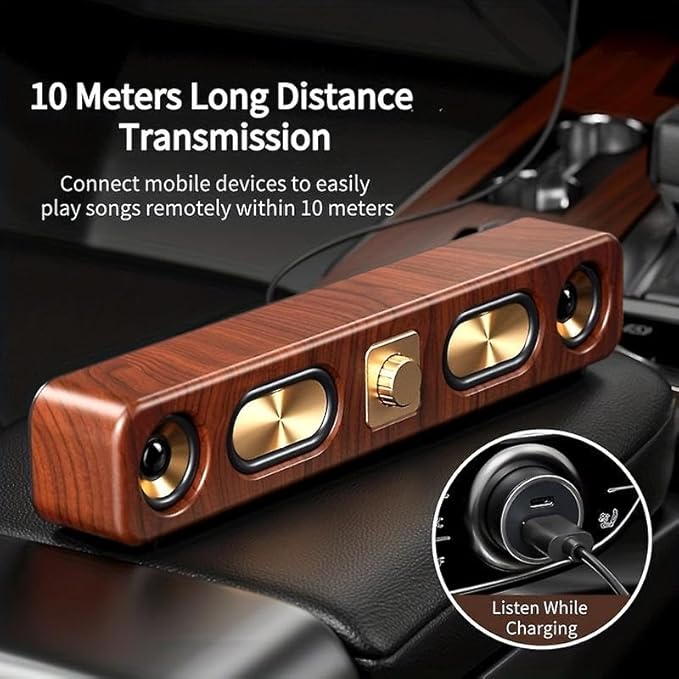 Portable Wooden SoundBar with Hi-Fi Stereo | Wireless Bluetooth Speaker & FM Radio Subwoofer