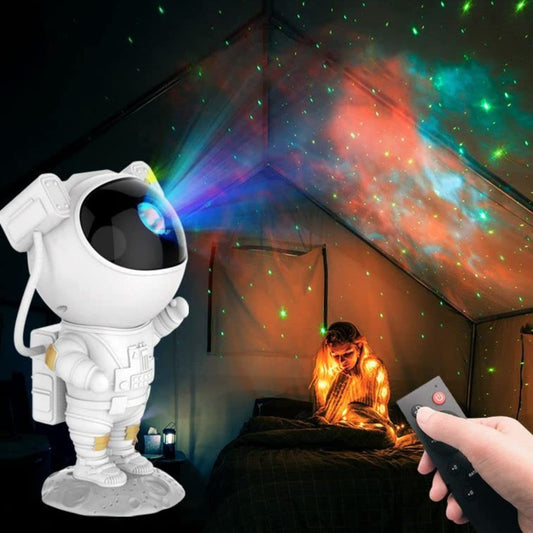 Astronaut Galaxy Star Projector Night Lamp | Space-Themed LED Projector with Remote Control (White)