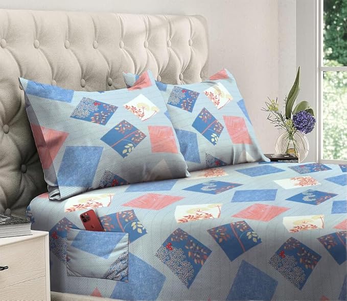 144 TC Polycotton King Abstract Flat Bedsheet DS-87505