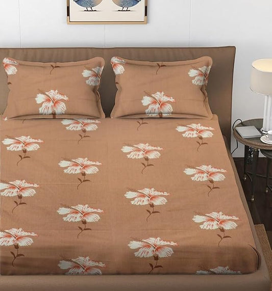 144 TC Polycotton Queen Floral Flat Bedsheet DS-78016