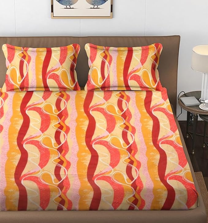 144 TC Polycotton Queen Abstract Flat Bedsheet (Pack of 1, Multicolor) DS-78008