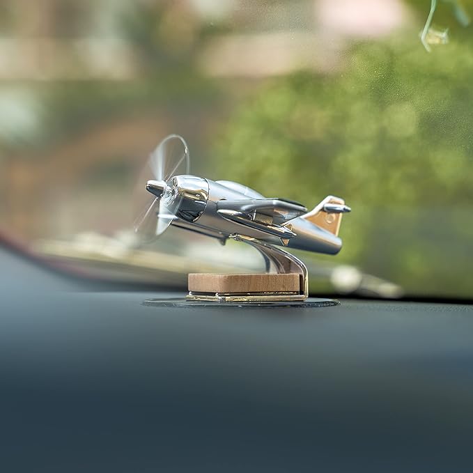 Solar-Powered Plane Car Air Freshener for Dashboard with Fragrance (Silver)