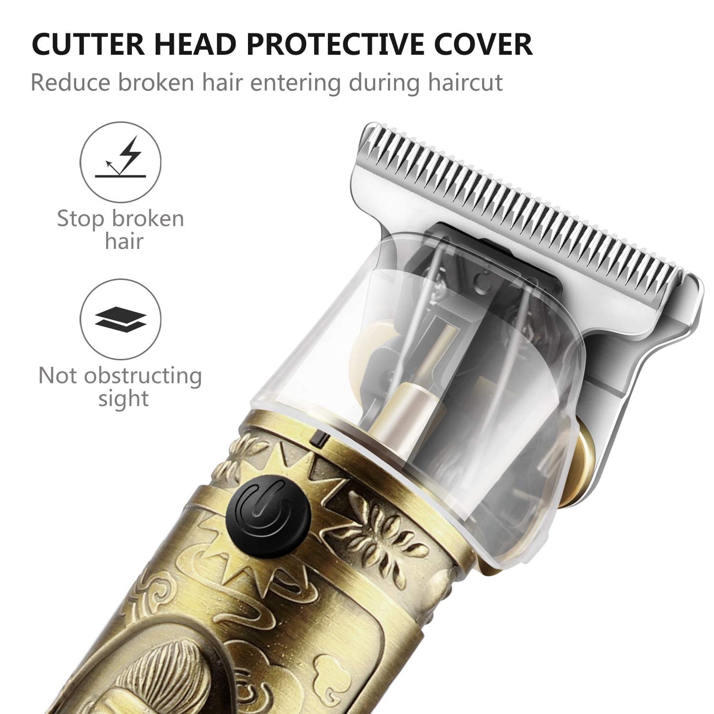 Cordless Pro Li T-Blade Hair Clippers | Rechargeable Zero Gapped Trimmer for Men (Gold)