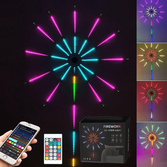 Smart Firework LED Strip Lights with App & Remote Control | Music Sync & Dynamic Modes for Home Decoration