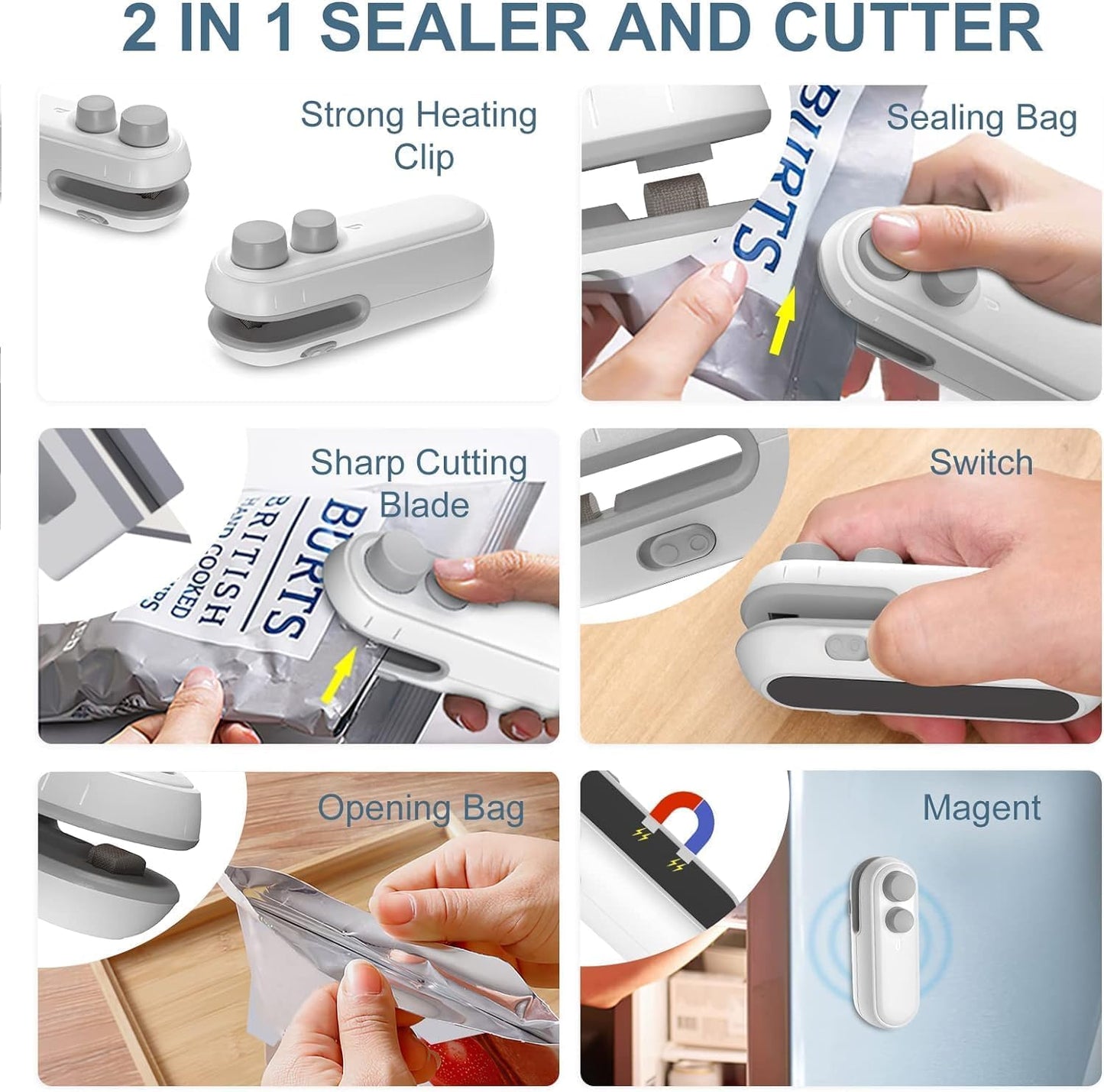 2-in-1 USB Rechargeable Mini Sealing Machine with Cutter