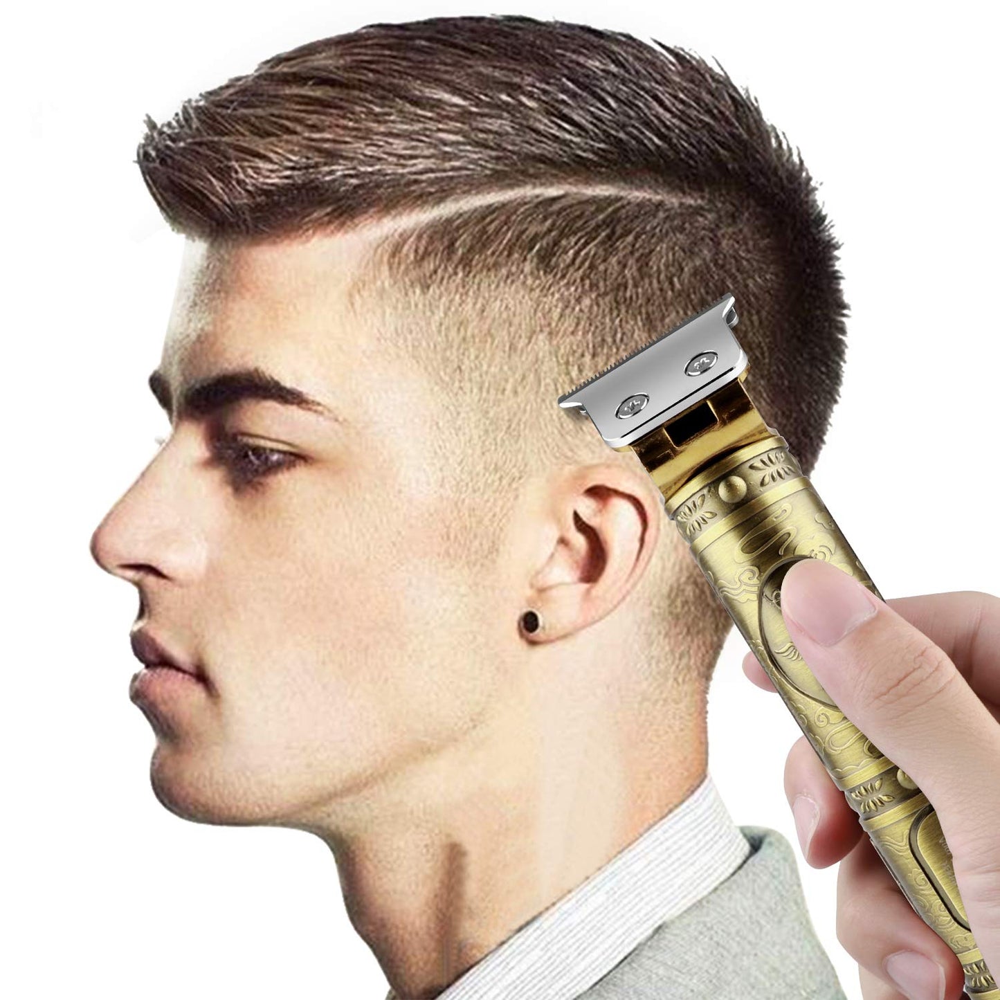 Cordless Pro Li T-Blade Hair Clippers | Rechargeable Zero Gapped Trimmer for Men (Gold)