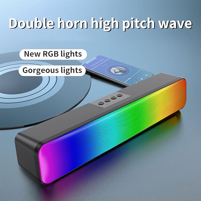 RGB Bluetooth Gaming Speakers with Multiple Playback Modes | Wireless, USB, AUX, TF Card & U Disk (Black)