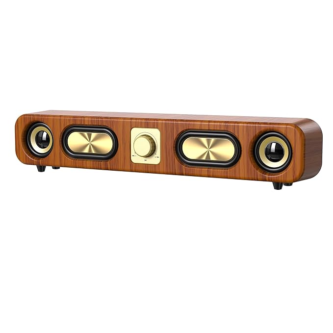 Portable Wooden SoundBar with Hi-Fi Stereo | Wireless Bluetooth Speaker & FM Radio Subwoofer