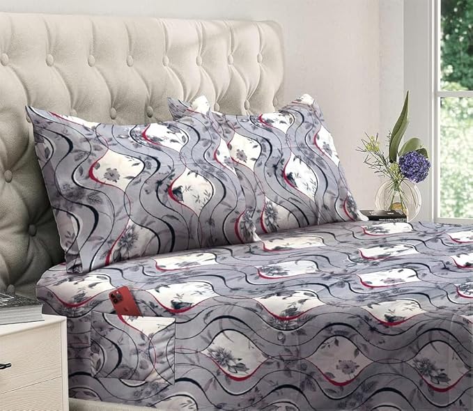 144 TC Polycotton Queen Abstract Flat Bedsheet DS-78002