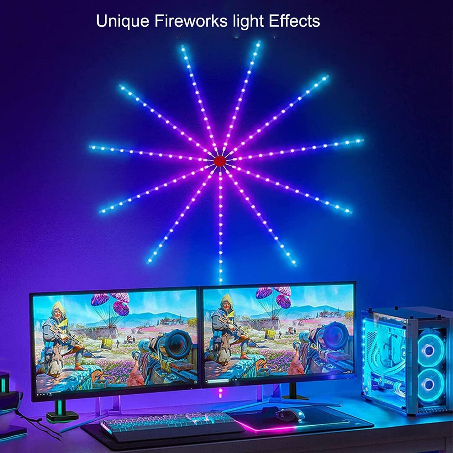 Smart Firework LED Strip Lights with App & Remote Control | Music Sync & Dynamic Modes for Home Decoration