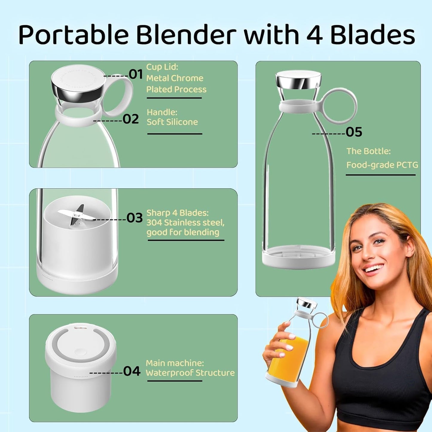 420ml Portable Rechargeable Fruit Juicer Machine