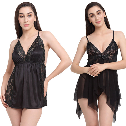 Combo Of Two Hot Nightwear Women Baby Doll Dress For Honeymoon