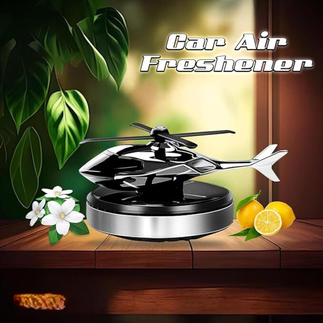 Solar-Powered Rotating Helicopter Glider Car Air Freshener & Diffuser with Auto Rotation Fan