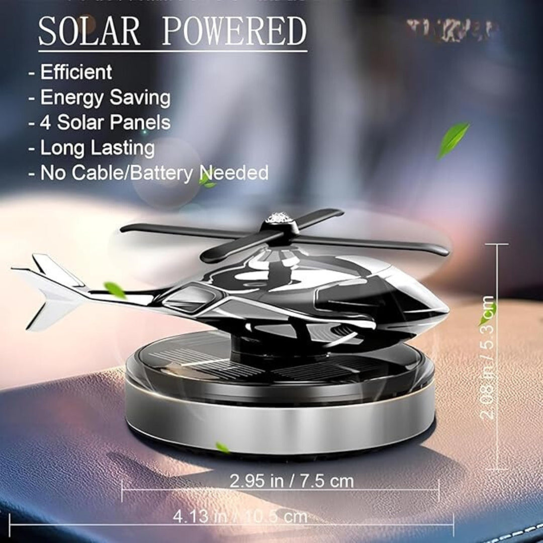 Solar-Powered Rotating Helicopter Glider Car Air Freshener & Diffuser with Auto Rotation Fan