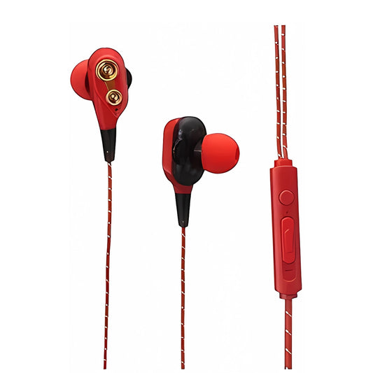 4D Wired In-Ear Earphones with Mic (Red)