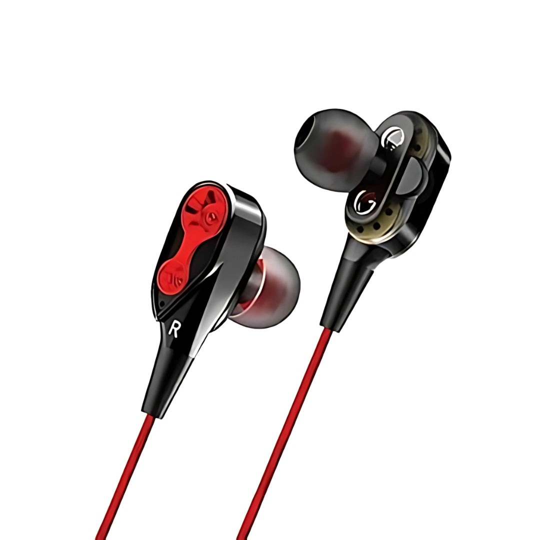 4D Wired In-Ear Earphones with Mic (Red)