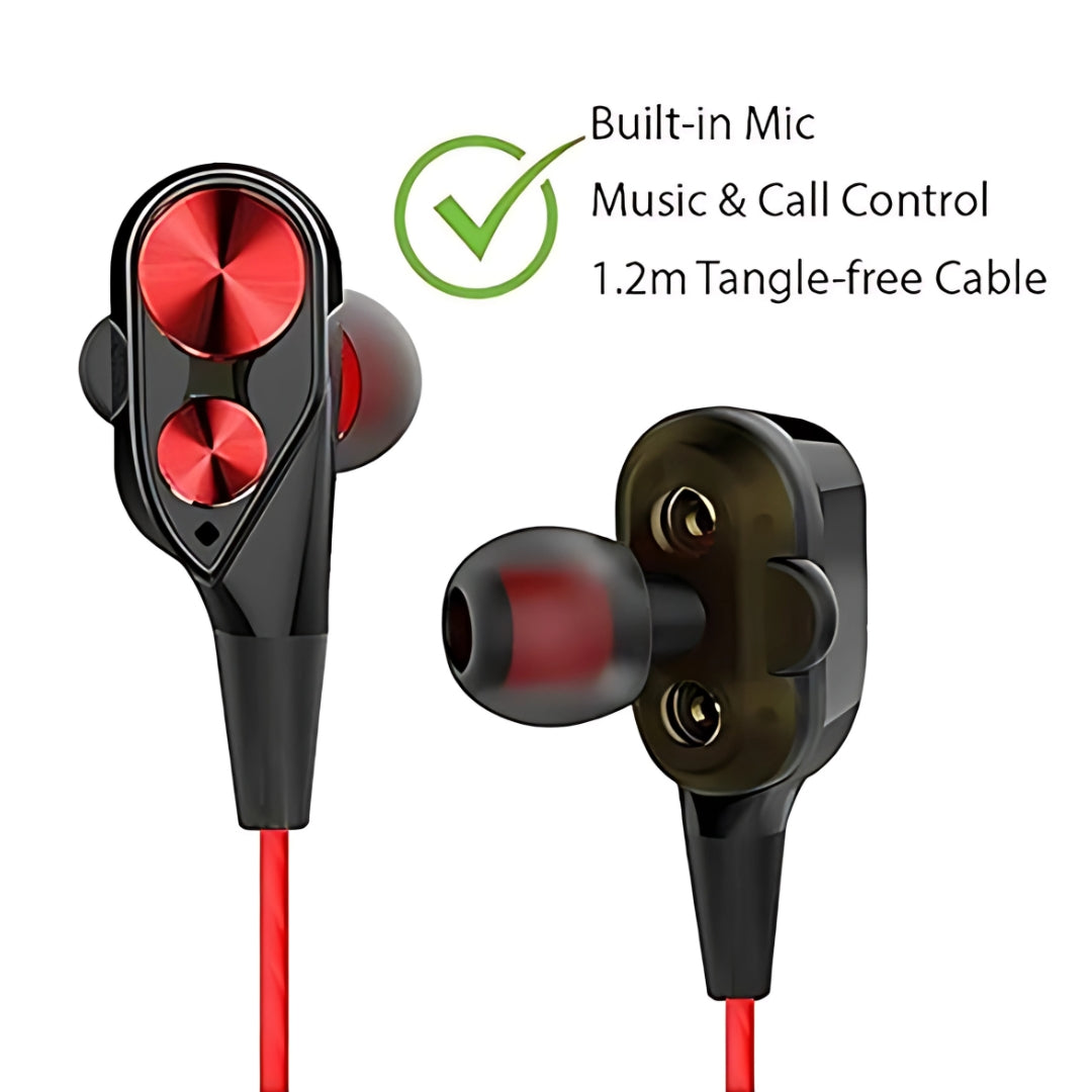 4D Wired In-Ear Earphones with Mic (Red)