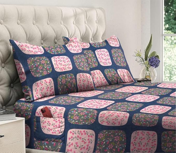 144 TC Polycotton Queen Abstract Flat Bedsheet DS-68501