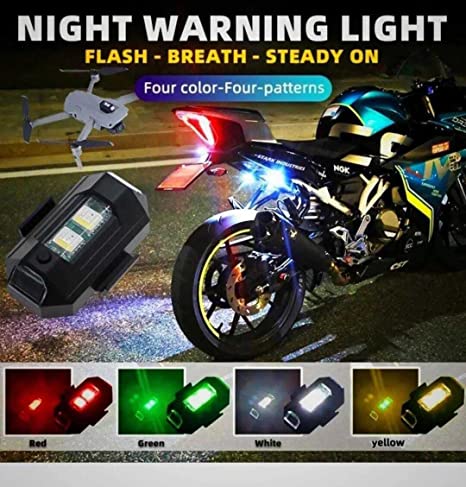 Safety Signal Aircraft Blinking Strobe 7 Colors Led Light Multipurpose Waterproof for Motorbike (Pack of 2)