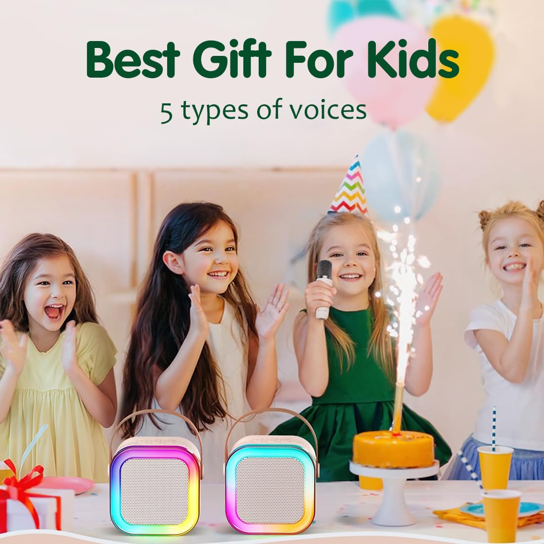 Karaoke Machine for Kids Adults, Mini Portable Blue-Tooth Karaoke Speaker with Wireless Microphone