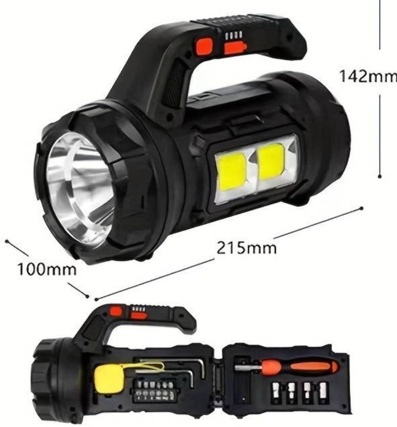 5-in-1 Multifunctional LED Torch with 14-Piece Tool Kit | 10-Hour Emergency Light (Black)