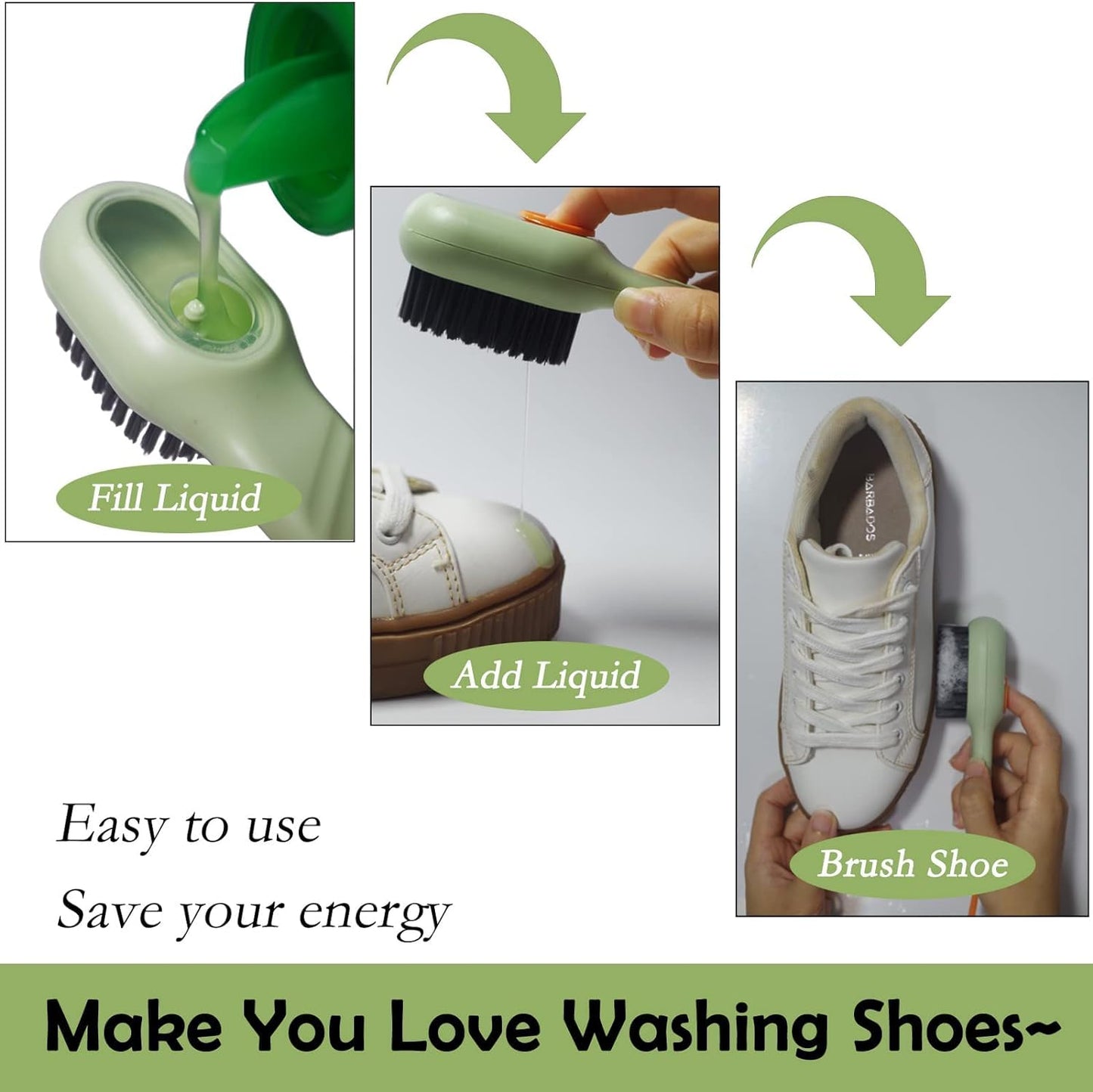 Pack of 2 Multifunctional Shoe Brush with Soap Dispenser, Shoes,Clothes and Home